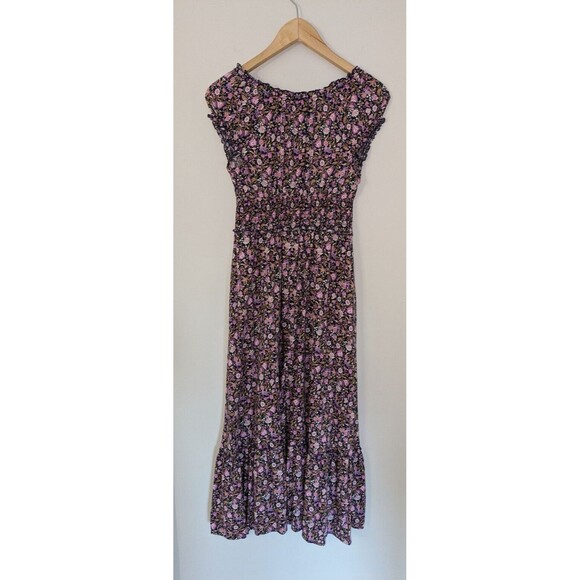 Old Navy Tiered Cap-Sleeve Floral Cottagecore Babydoll Milkmaid Midi Dress SZ XS - Picture 14 of 16